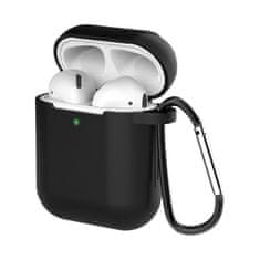 slomart Ohišje za AirPods 2 / AirPods 1 silikonsko mehko ohišje za slušalke + obesek za ključe črno 