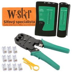 W-STAR Set omrežnega orodja WS193, UTP tester, klešče RJ45 RJ11, odbojniki, 10x RJ45