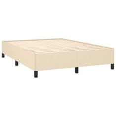 Vidaxl Box spring postelja z vzmetnico krem 140x200 cm blago