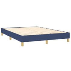 Vidaxl Box spring postelja z vzmetnico LED modra 140x190 cm blago