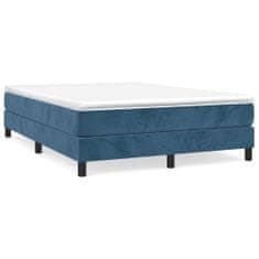 Vidaxl Box spring postelja z vzmetnico temno modra 140x190cm žamet