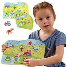 Viga Toys VIGA Montessori Živali na kmetiji Lesena igra s šivanko