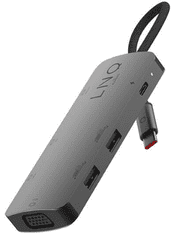 Linq priključna postaja, 7 v 1, USB-C, MST za 3 zaslone, HDMI, DP, mDP, VGA, 2x USB-A, črna (LQ48019)