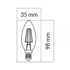 ORO LED sijalka fillament E14 6W 806lm svečka nevtralno bela 4000K steklena