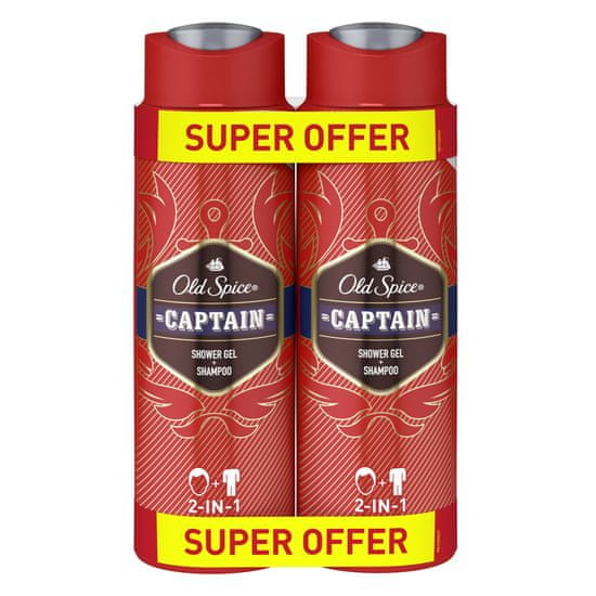 Old Spice Captain gel za tuširanje, 2 x 400 ml