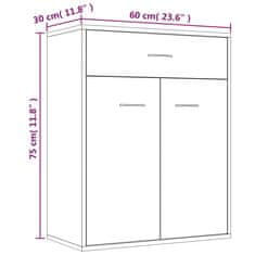 Vidaxl Komoda siva sonoma 60x30x75 cm inženirski les