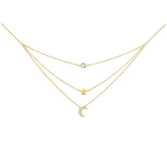 Preciosa Trojno pozlačena ogrlica iz kubičnega cirkonija Moon Star 5362Y00