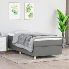 Vidaxl Box spring postelja z vzmetnico temno siva 90x190 cm blago