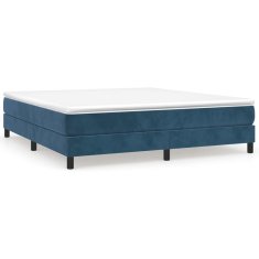 Vidaxl Box spring postelja z vzmetnico temno modra 180x200 cm žamet