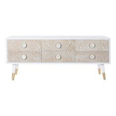 DKD Home Decor TV omarica, jelka, belo rjava, 120 x 42 x 50 cm