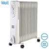 Well OIL2-2500 prenosni električni oljni radiator, moč 2500W, 3 stopnje gretja, termostat, 13-reberni, bel