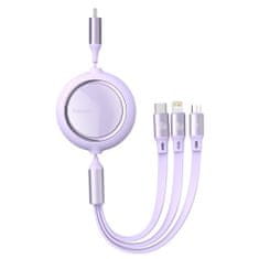 BASEUS Bright Mirror 3in1 kabel USB-C - micro USB / USB-C / Lightning PD 100W 1.2m, vijolična