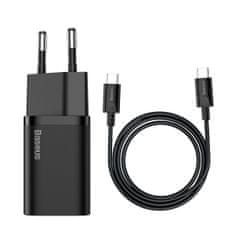 BASEUS Baseus Super Si hitri polnilec 1C 25W s kablom USB-C za USB-C 1m (črn)