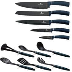 Berlingerhaus Komplet nožev in kuhinjskih pripomočkov v stojalu 12 kosov Aquamarine Metallic Line BH-6249