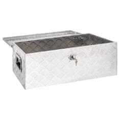 Vidaxl Škatla za shranjevanje srebrna 80x39x30 cm aluminij