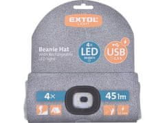 Extol Light Kapa z LED lučjo (43195), 4x45lm, polnilna, USB, siva, univerzalna velikost