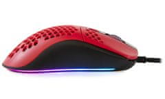 Arozzi gaming miška FAVO Ultra Light Black-Red/ žična/ 16.000 dpi/ USB/ 7 gumbov/ RGB/ črno-rdeča