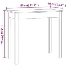 Vidaxl Konzolna mizica 80x40x75 cm trdna borovina