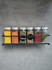 Deco Haus Komplet 2 kovinskih polic za začimbe – kuhinjski regali, organizator začimb, stojalo za začimbe, kuhinjski organizator – montaža z lepilom ali vijaki – črna barve