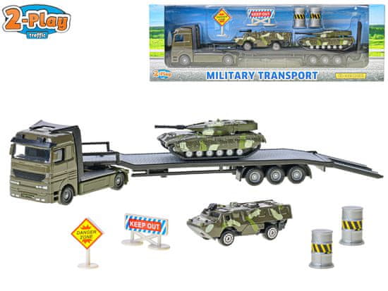 2-Play Vojaški transporter 1:60 kovinski z oklepnimi vozili 2 kosa