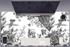 Decormat Podloga za pisalno mizo Črno -beli vrt 90x45 cm 