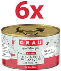 Grau GP Kitten konzerva za mačke, govedina & puran & korenje, 6 x 200 g