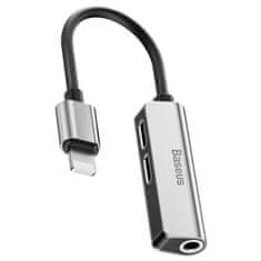 BASEUS Baseus L52 avdio adapter iz Lightninga v Mini Jack 3,5 mm in 2x Lightning (srebrn)