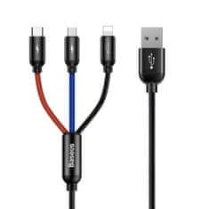 BASEUS Baseus Rapid USB kabel 3v1 tipa C / Lightning / Micro 3A 1,2 m - črn