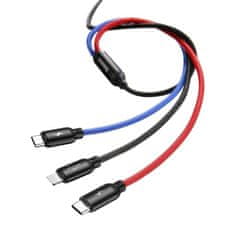 BASEUS Baseus Rapid USB kabel 3v1 tipa C / Lightning / Micro 3A 1,2 m - črn