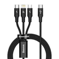 BASEUS Baseus Rapid Series 3-v-1 kabel USB-C za M+L+T 20W 1,5 m črn