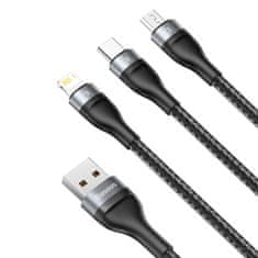 BASEUS Kabel USB 3w1 Flash Series, USB-C + micro USB + Lightning, 40W, 5A, 1.2m 