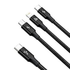 BASEUS Baseus Rapid Series 3-v-1 kabel USB-C za M+L+T 20W 1,5 m črn