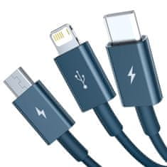 BASEUS USB cable 3in1 Baseus Superior Series, USB to micro USB / USB-C / Lightning, 3.5A, 1.5m (blue)