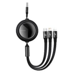 BASEUS Kabel USB 3w1 Bright Mirror, USB do micro USB / USB-C / Lightning, 66W, 1.2m 