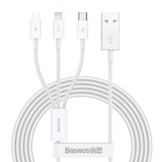 BASEUS Kabel USB 3v1 Baseus Superior Series, USB na micro USB / USB-C / Lightning, 3,5 A, 1,2 m (bel)