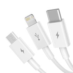 BASEUS Kabel USB 3v1 Baseus Superior Series, USB na micro USB / USB-C / Lightning, 3,5 A, 1,2 m (bel)