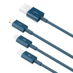 BASEUS USB cable 3in1 Baseus Superior Series, USB to micro USB / USB-C / Lightning, 3.5A, 1.5m (blue)