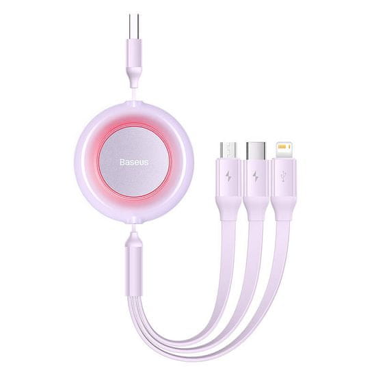 BASEUS Kabel USB 3w1 Bright Mirror 2, micro USB / Lightning / USB-C, płaski, 3.5A, 1.1m