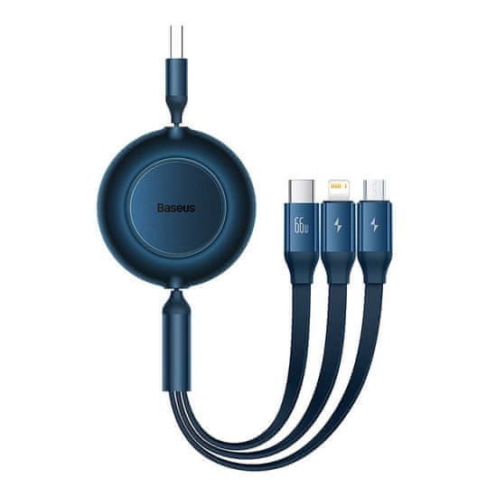 BASEUS Kabel USB 3w1 Bright Mirror 3, micro USB / Lightning / USB-C, 66W / 2A, 1.1m