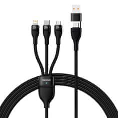 BASEUS Kabel USB 3v1 Baseus Flash Series 2, USB-C + micro USB + Lightning, 100 W, 1,2 m (črn)