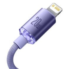 BASEUS Crystal Shine kabel USB-C na Lightning, 20 W, PD, 1,2 m (vijolična)