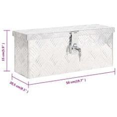 Vidaxl Škatla za shranjevanje srebrna 50x20,5x15 cm aluminij