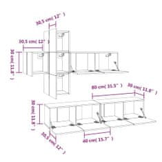 Vidaxl Komplet TV omaric 7-delni dimljen hrast konstruiran les