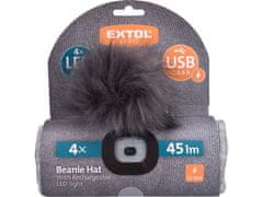 Extol Light Kapa s svetilko LED Extol Light 43465 4x45lm, polnjenje USB, svetlo siva s pompom, univerzalna velikost