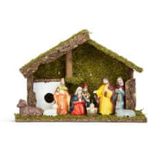 Family Christmas Jaslice lesne s keramičnimi figurami 30 x 10 x 20cm