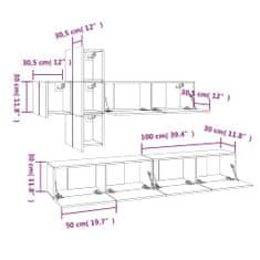 Vidaxl Komplet TV omaric 7-delni dimljen hrast konstruiran les