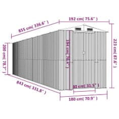 Vidaxl Vrtna lopa temno rjava 192x855x223 cm pocinkano jeklo