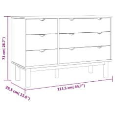 Vidaxl Nočna omarica rjava in siva 113,5x39,5x73 cm trdna borovina