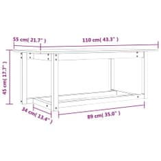 Vidaxl Klubska mizica siva 110x55x45 trdna borovina