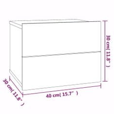 Vidaxl Nočna omarica 2 kosa dimljeni hrast 40x30x30 cm inženirski les